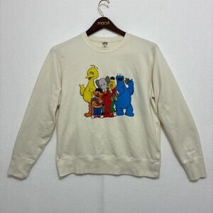 Cream UNIQLO x KAWS crewneck men's med sweatshirt